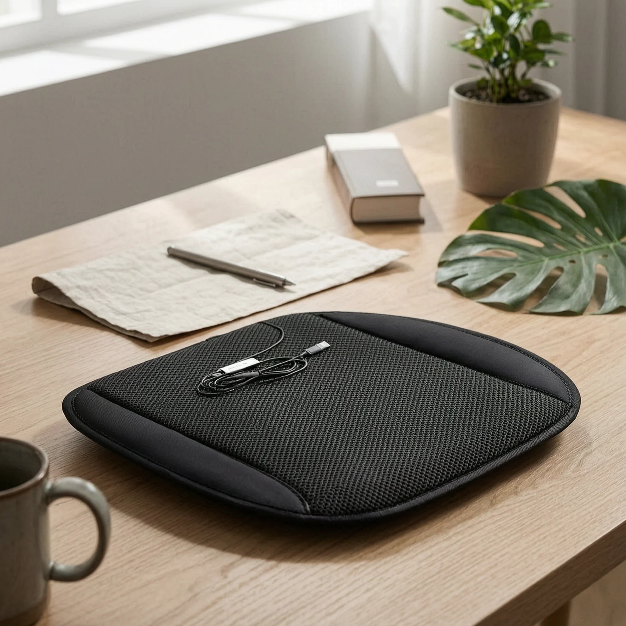 Fan Cooling Seat Cushion Inline Controller USB Cooling Seat Cushion Universal Fit Non-Slip Bottom