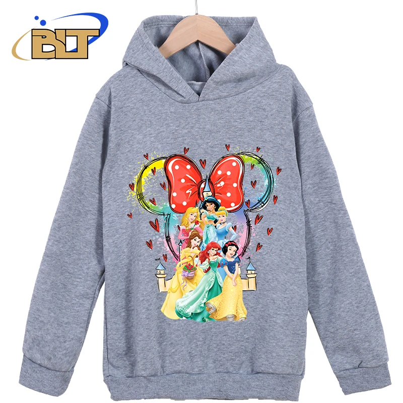 Disney Princess Mickey Head Printed Children's Clothing Kids Hoodies Sports Sweatshirts Cartoon Tops for Girls