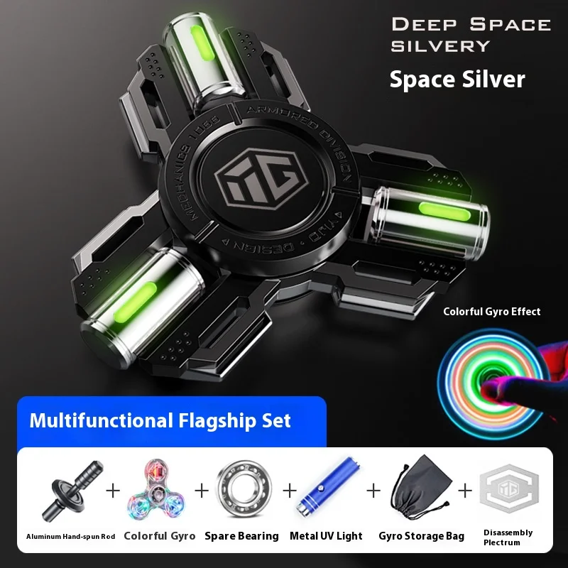 Fidget Spinner mécanique bicolore de qualité supérieure, brille dans la nuit, EDC, avec roulements, cadeau de luxe anti-Stress pour hommes