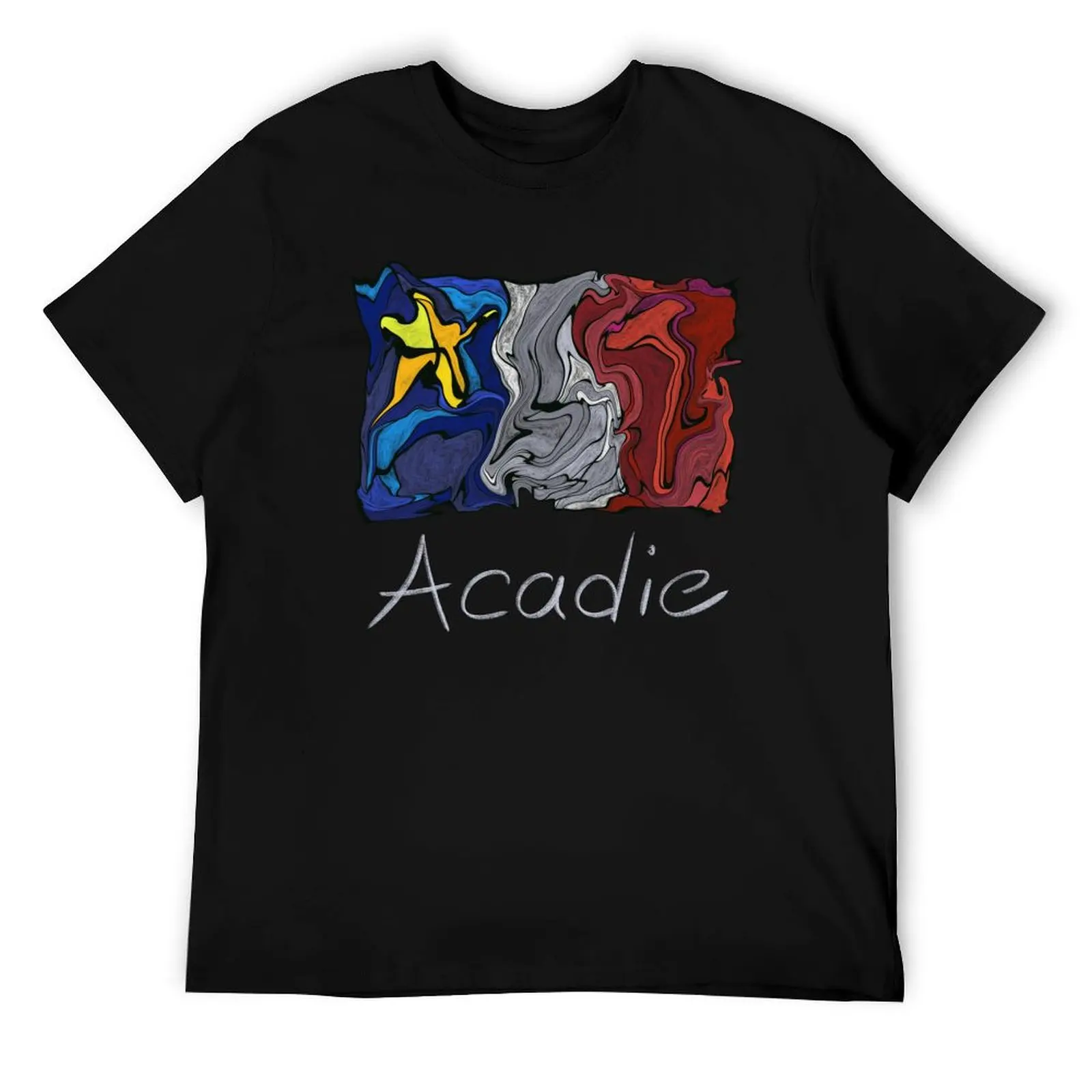 

Acadian Flag pastel liquid mosaic - Drapeau acadien mosaque liquide pastel vitrail T-Shirt t shirts for man cotton soft T-Shirt