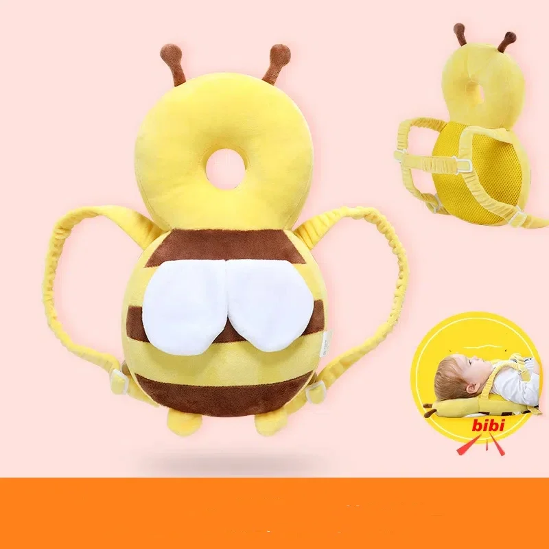 Toddler Head Protector (1-3T) - Safety Cushion Pad with Angel Bee Cartoon Protective Headgear for Back & Head Injury Prevention