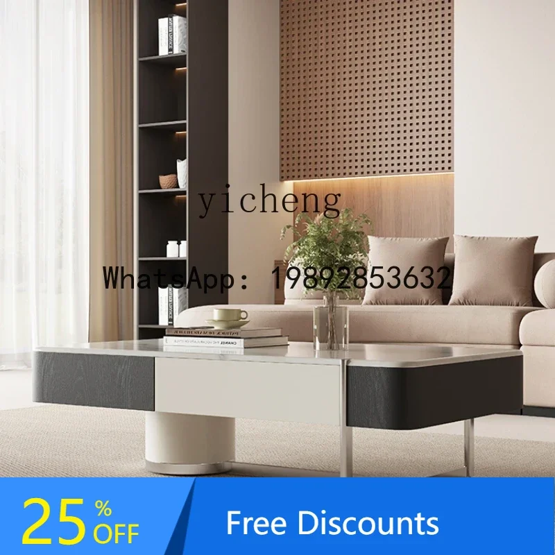 

Quiet Style Square Modern Simple Small Apartment Living Room Designer Creative Super Crystal Stone Suspension Tea Table