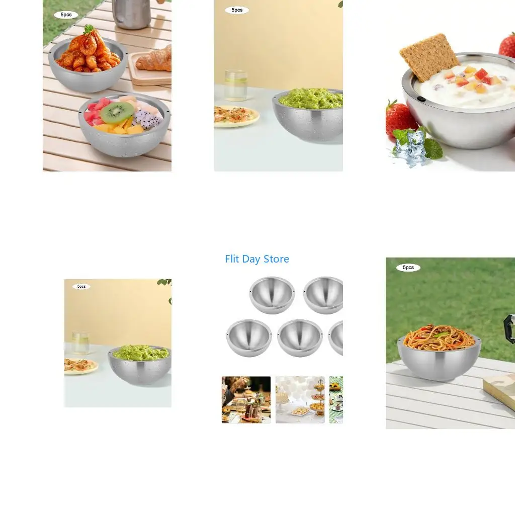 F92C Additional 304 Untarnished Twin Wall Insulated Bowl for Maintaining Cold otherwise Hot Exemplary for Picnics Parties Meals