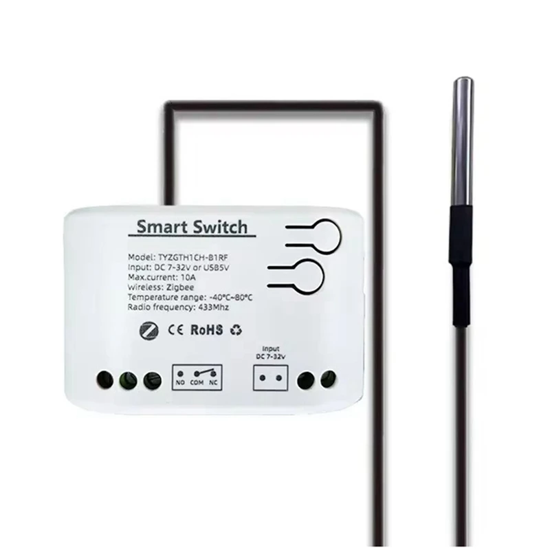 Interruptor inteligente zigbee A73E-Tuya com sensor de temperatura, contato seco passivo, relé zigbee, funciona com assistente doméstico