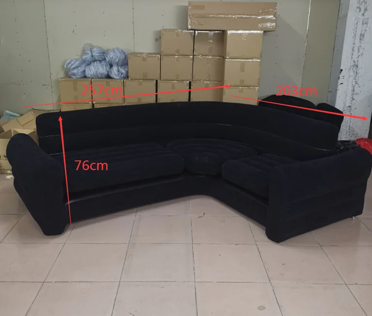 

Hot Sale Quality Beile Customize Pvc+ Flocking 3 Seat Inflatable Sofa