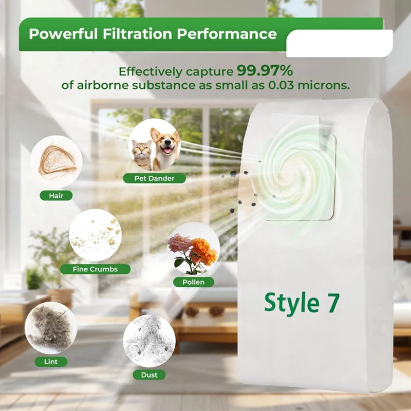 18 Pack Style 7 Vacuum Bags for Upright Vacuums: PowerForce 1739 3522 3525 71Y7, 3545-SPMI