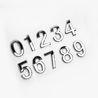 Self Adhesive 3D Digits 0-9 Number Sticker Plate Sign Hotel Silvery ABS Door Number Plaque Modern Plated House Home Decor