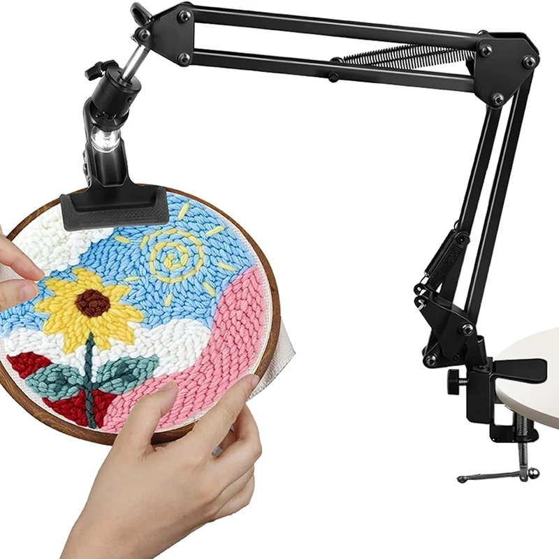 Embroidery Scroll Frame Stand Adjustable Rotated Hoop Holder Folding Metal For Hand Work, Needlework Frame&Phone Holder