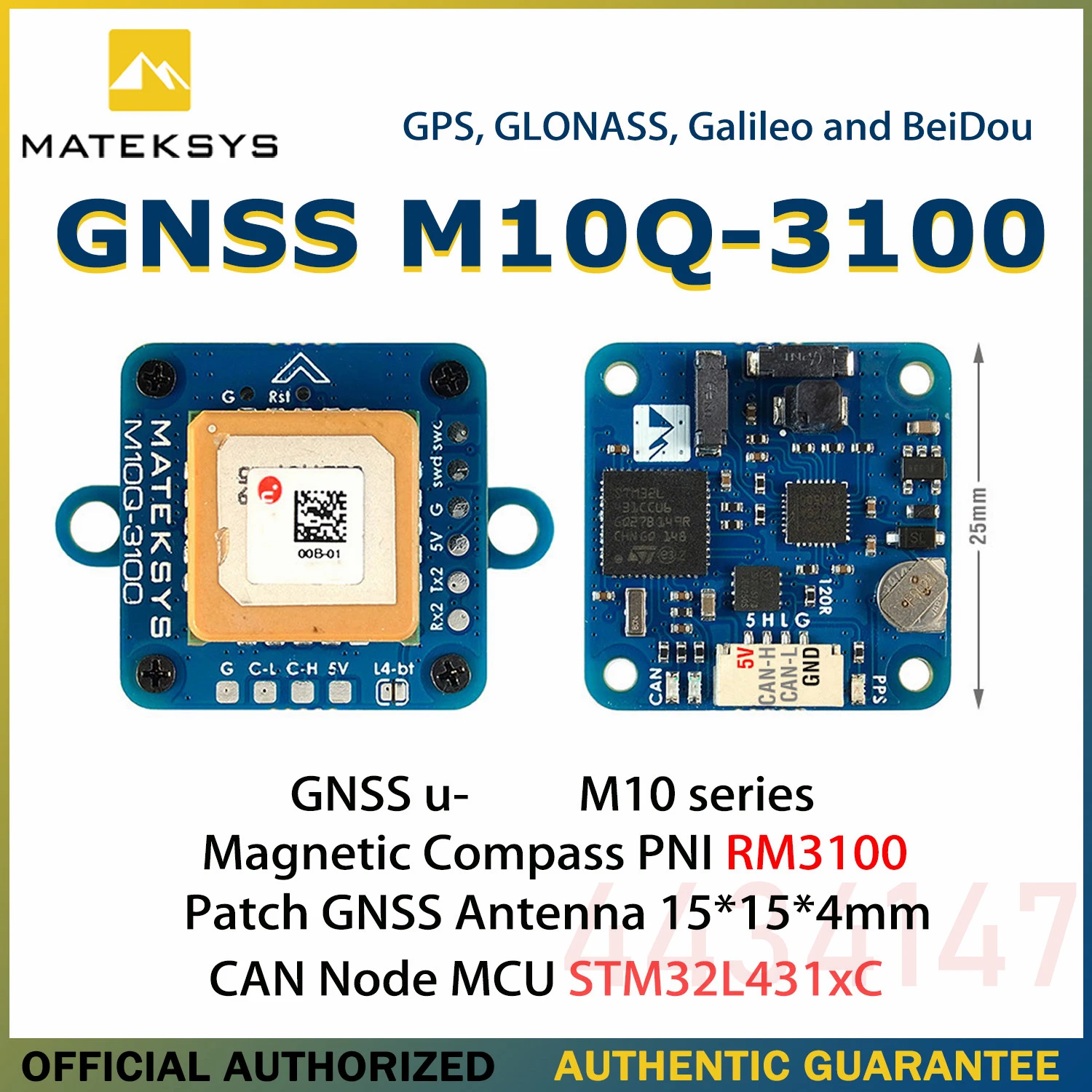 MATEK Mateksys AP_PERIPH DRONECAN GNSS M10Q-3100 Built-in Magnetic Compass PNI RM3100 Patch Antenna For Toy Rc Airplane