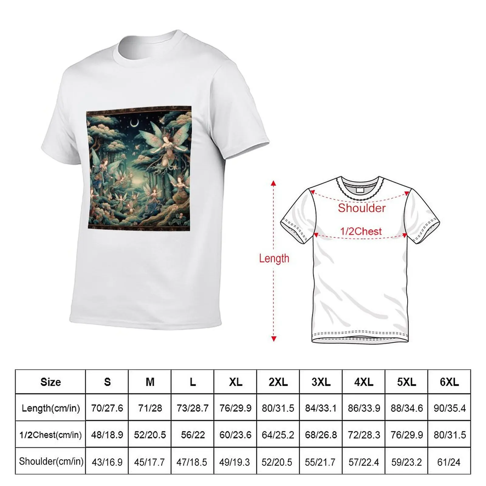 Fairies in Fantasy Night Forest T-Shirt oversize t-shirts man anime clothes mens t shirts casual stylish