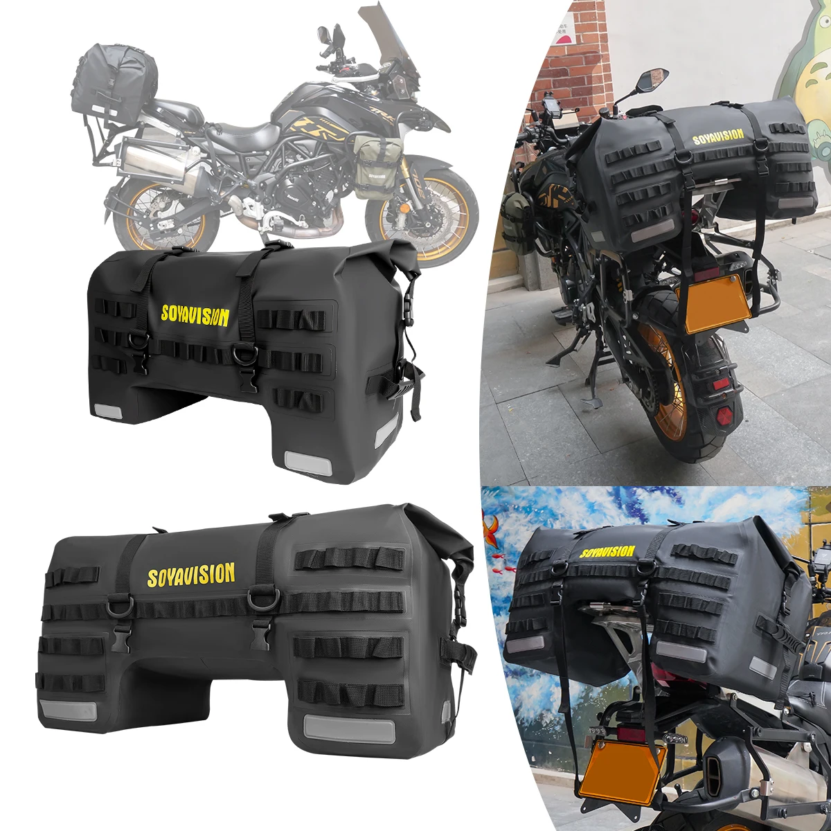 

SOYAVISION Waterproof Motorcycle Helmet Bag Multifunction Motorcycle Rear Seat Bag High Capacity Motorcycle Bag Rider Backpack