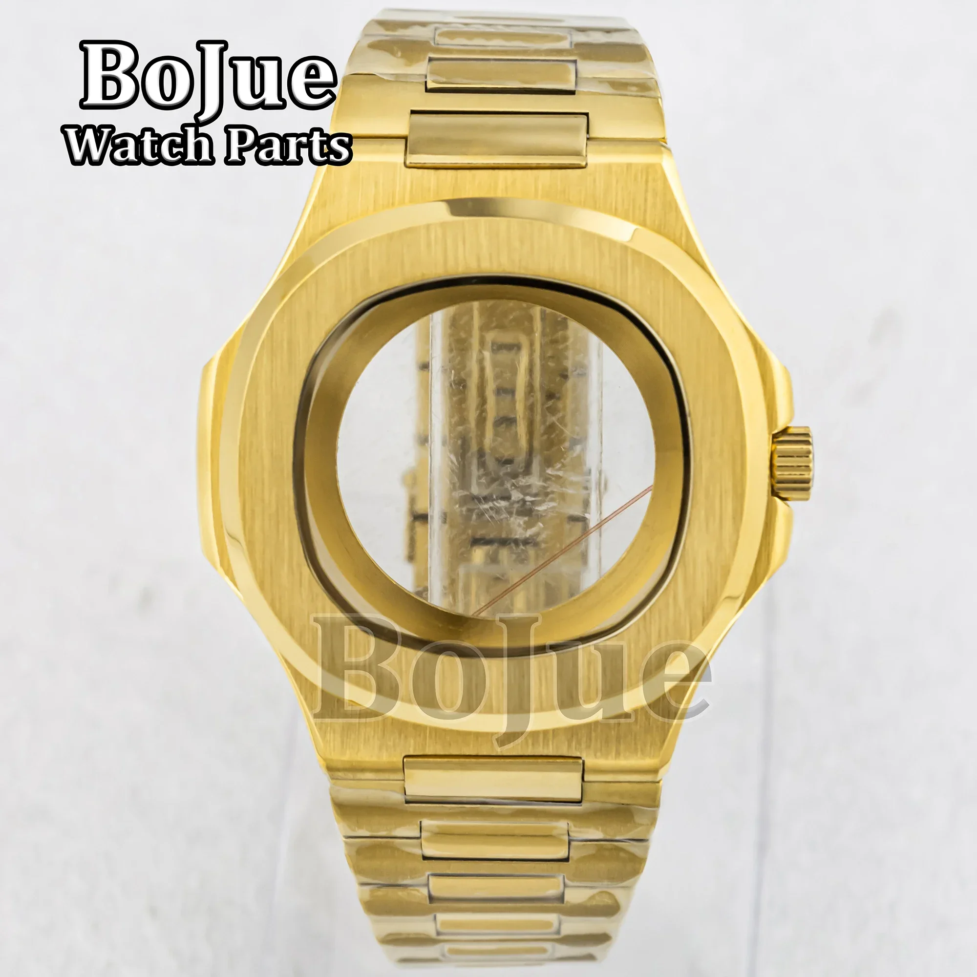 41mm Gold Watch Case Band Bracelet Parts Sapphire Glass For Modified Nautilus Seiko NH35 NH36 NH38 Movement Waterproof Steel