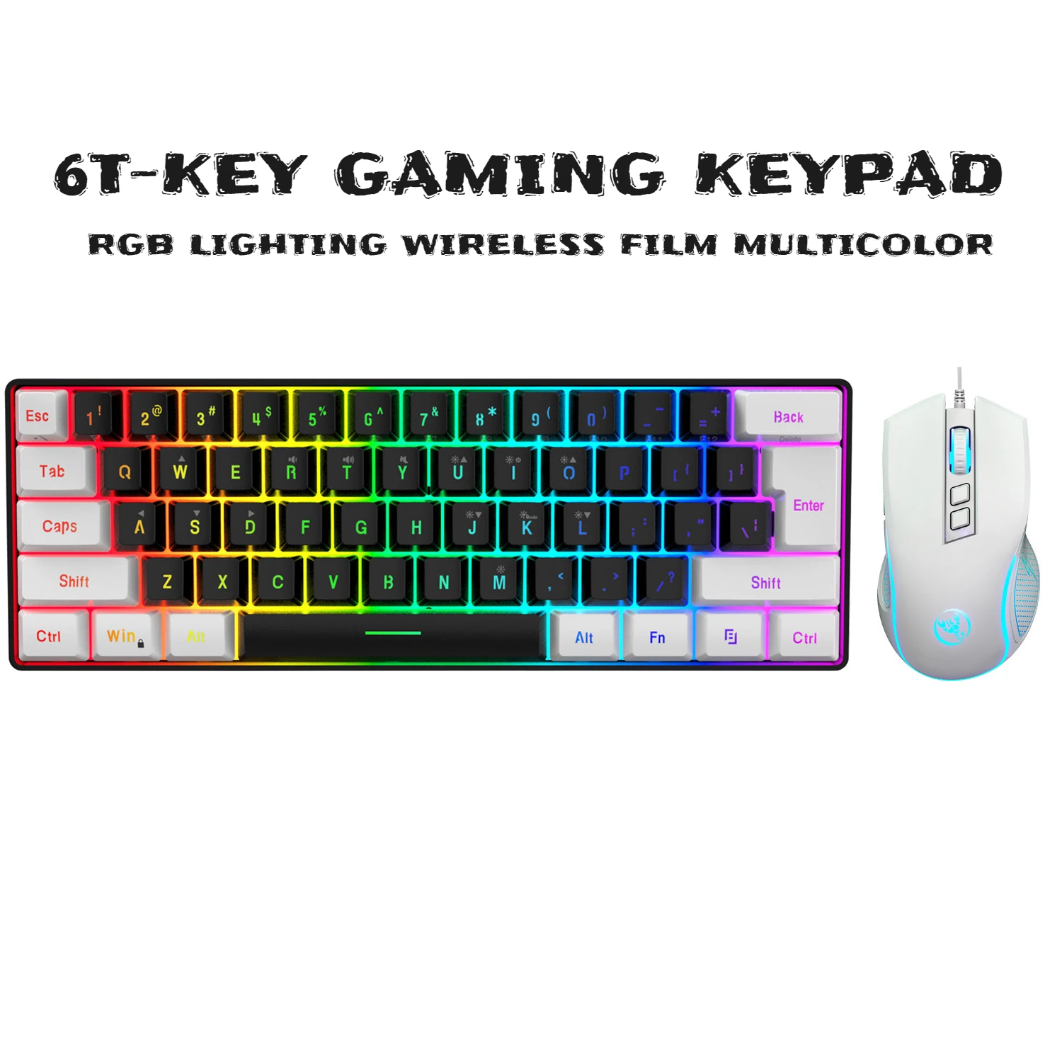 

Teclado e мышь 60% геймерский комплект клавиатура проводная светящаяся клавиатура и мышь набор игровой офис USB с подсветкой комбинированный мини maus und tastatur
