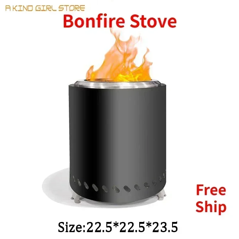 Portable Bonfire Stainless Steel Burner Heater Mini Fire Wood Stove Furnace Outdoor Camping Smokeless Fire Pit Brazier