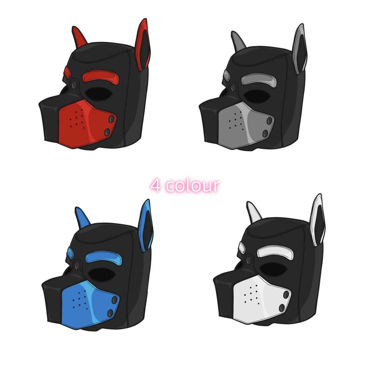 

New Fashion XL Code Brand New Increase Large Size Padded Rubber Full Head Hood Mask with Collar for Puppy Cosplay Costumes