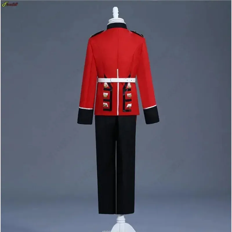 Costume cosplay della guardia reale britannica di Halloween per bambini adulti Costume della guardia della regina Dress Up William Soldiers Set uniforme cosplay con cappuccio A4