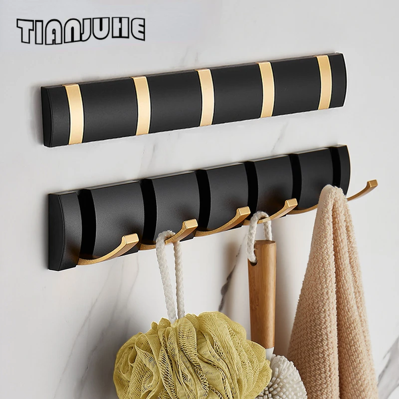 

Folding Hideaway Coat Hooks-Space Aluminum Heavy Duty Wall Hooks Retractable Hooks for Hanging Coat Scarf Hat Bag Towel