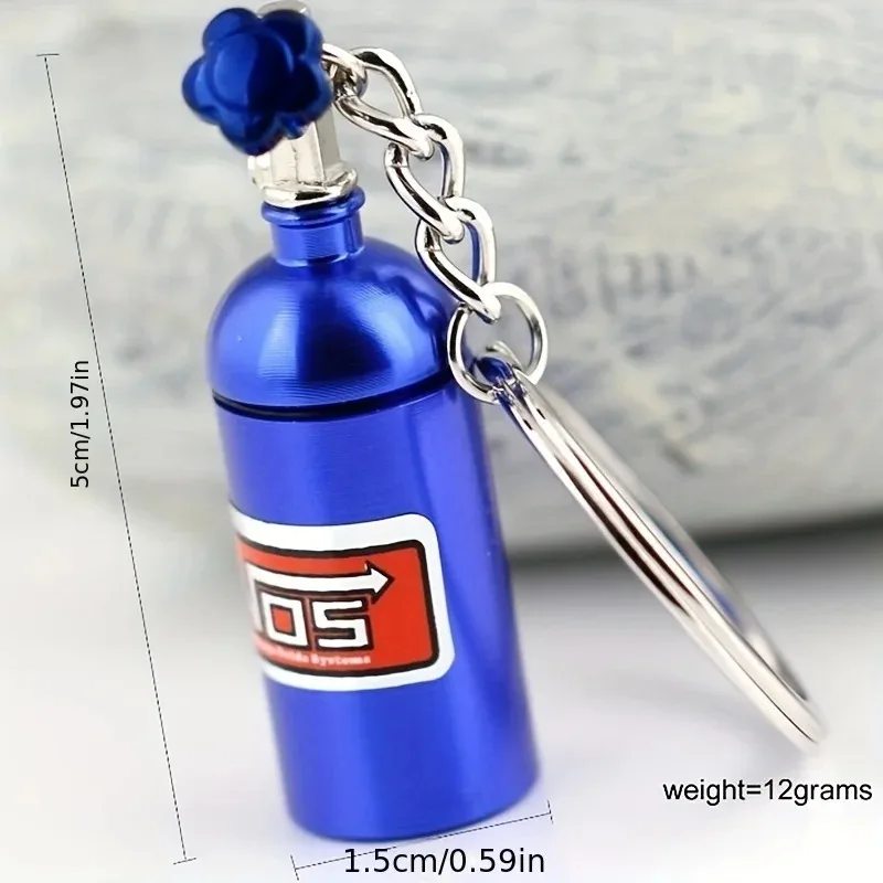 Metal Mini NOS Nitrogen Bottle Pill Storage Box Keychain, Keyring Pendant for Car Key & Backpack, DIY Accessories for Women Men