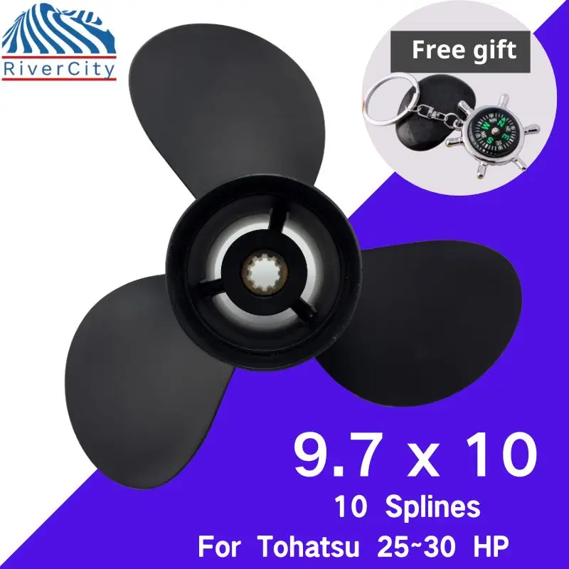 

Boat Propeller 9.7x10 For Tohatsu Mercury Nissan 25hp 30hp Outboard Screw 9.7*10 Boat Motor Aluminum Propeller 3 Blade 10 Spline