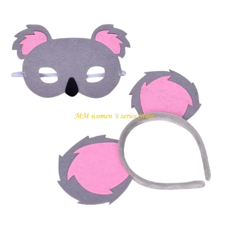 Q39C Children Koala Costume with Animal Mask and Headband for Kid Boy Girl Cosplay