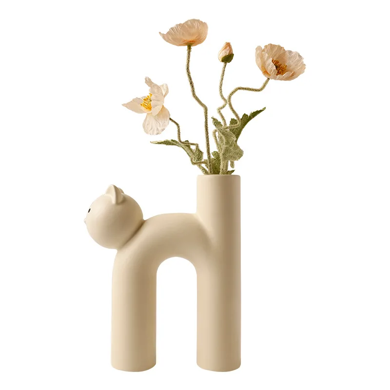 

INS wind cute tube cat vase living room home desktop decoration