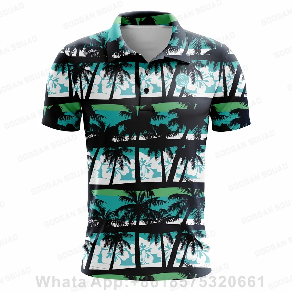 2023 NEW Men's Golf Wear Casual Short Sleeve Men Golden Flower Printed Baroque Shirt Summer Golf Polos Prom Party Shirt Tops