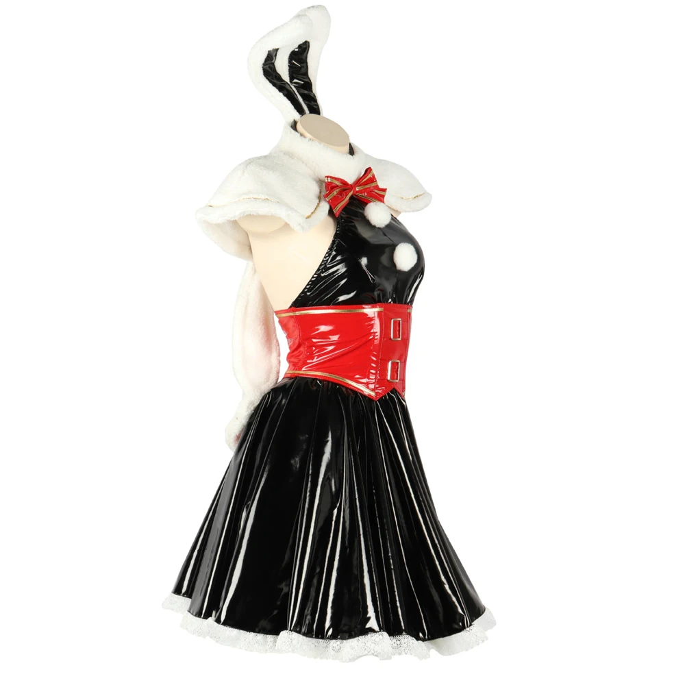 Lederen Mooie Rode Meid Lolita Jurk Kawaii Halloween Outfits Meid Kawaii Kerst Jurk Kerstman Cosplay Kostuum Vrouwen