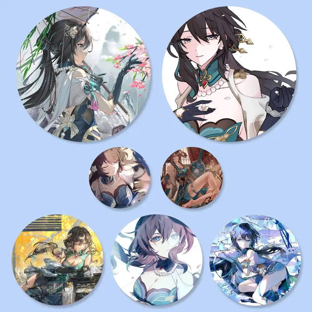 Ruan Mei Animated Game Honkai Star Rail Badge Tinplate Meme Round Brooch For Hat Bag Creative Lapel Jewelry Accessories Gifts