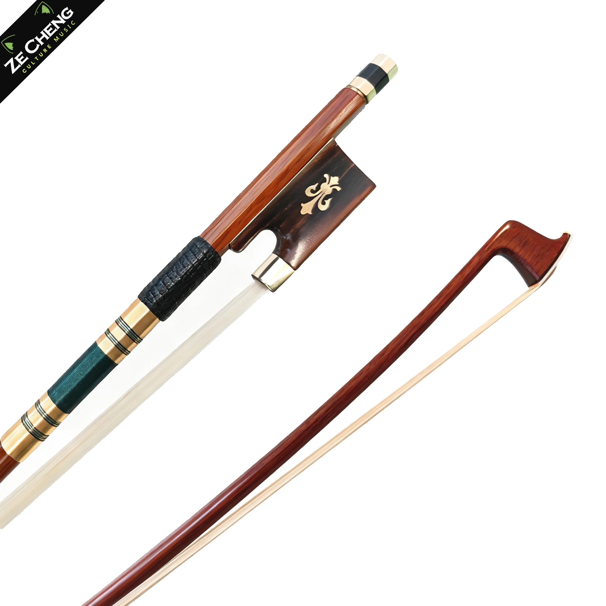High-Quality Violin Bow 4/4, Ebony Wood with Carved Inlays, Wrapped in Snakeskin, Colorful Shell Carving, Good Elasticity, Does Not Deform