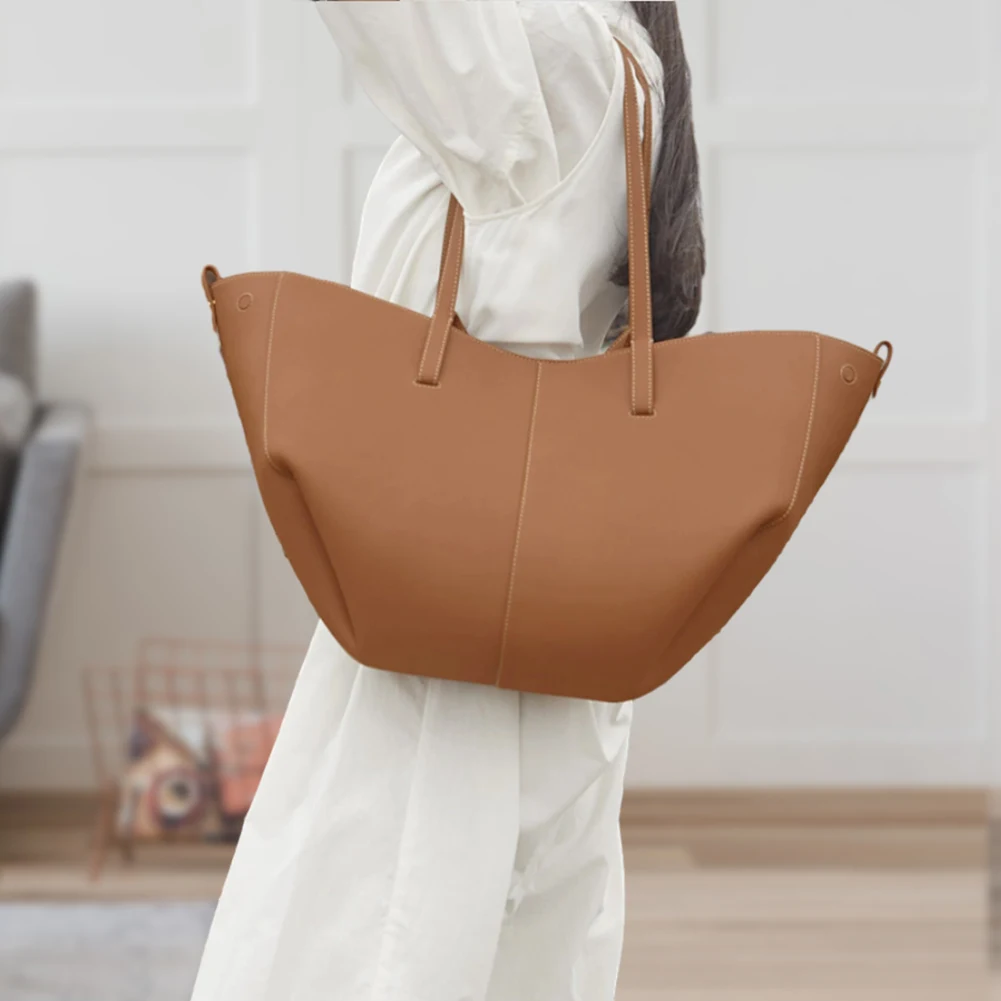 Ladies Large Capacity Underarm Bag Solid Casual Grocery Bag Vintage Leather Women Shoulder Bag with Purse Elegant Tote Handbag