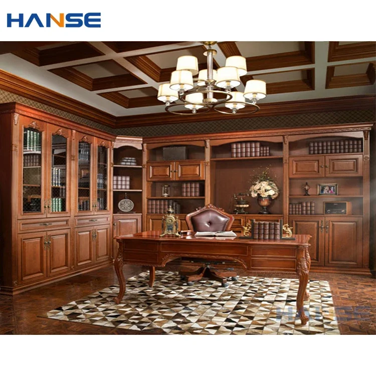 House  Oak Bookcases Cabinet Furniture European Italian French Style Antique Walnut Solid Wooden Bookcase