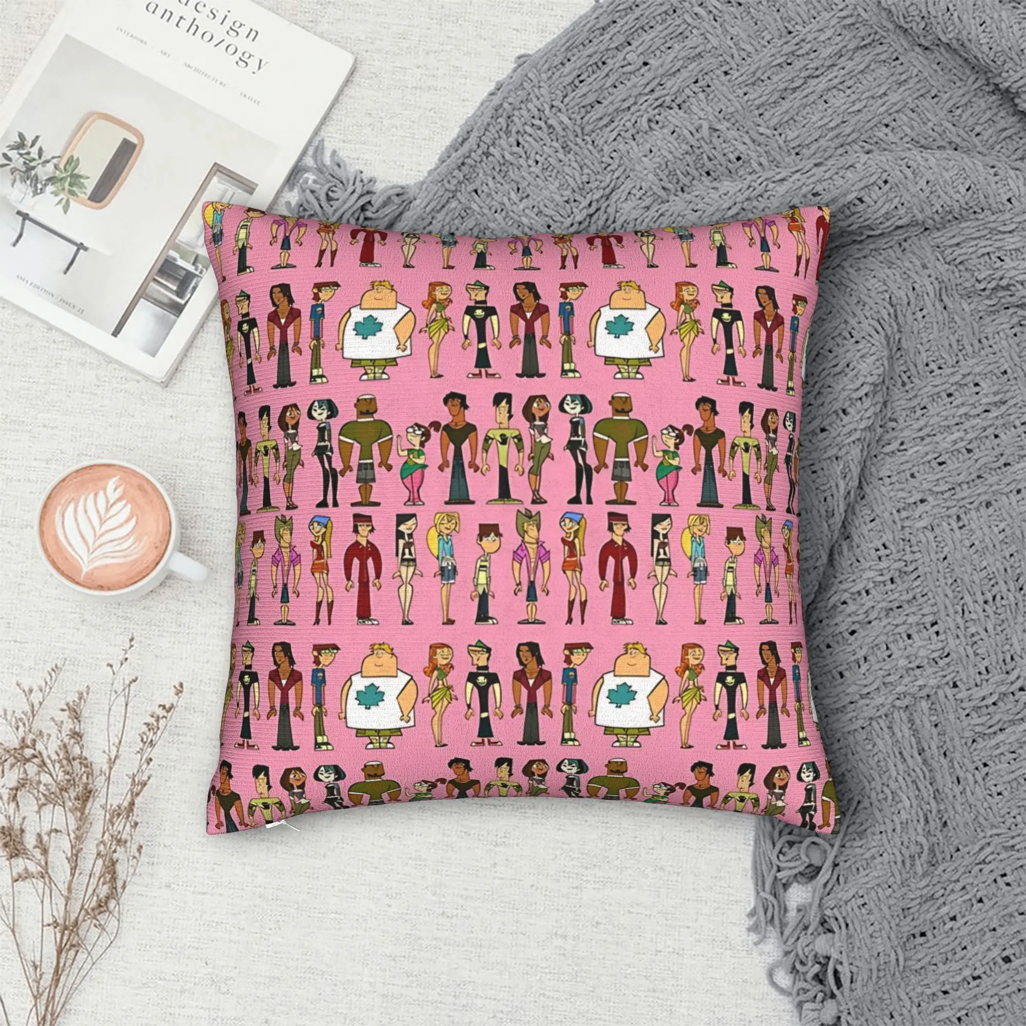 Total Drama  Pink  Pillow Case  Vintage Pillow Cover Comfy Pillowcases For Couch Sofa Bedroom