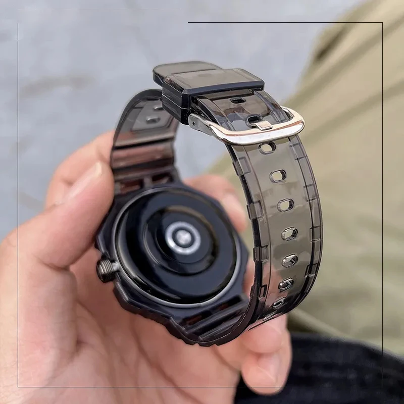 Huawei Watch gt,サイバーウォッチ,統合ストラップ,交換用ストラップ,透明シリコンケース付き