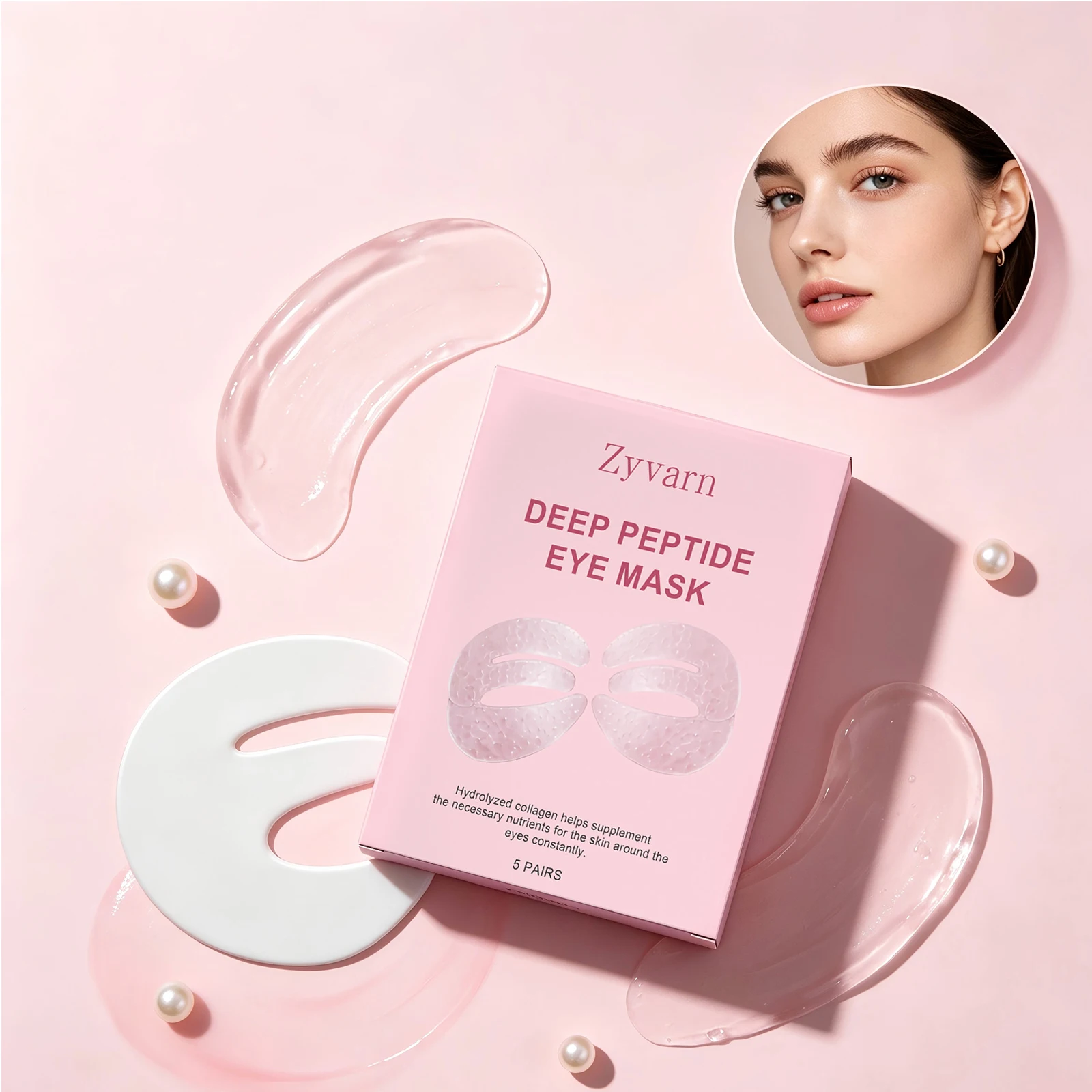 Peptide Eye Mask for Nourishing Eye Skin Reduce Fine Lines Remove Dark Circles Anti Eye Puffiness Hydrating Eye Mask 5 Pairs