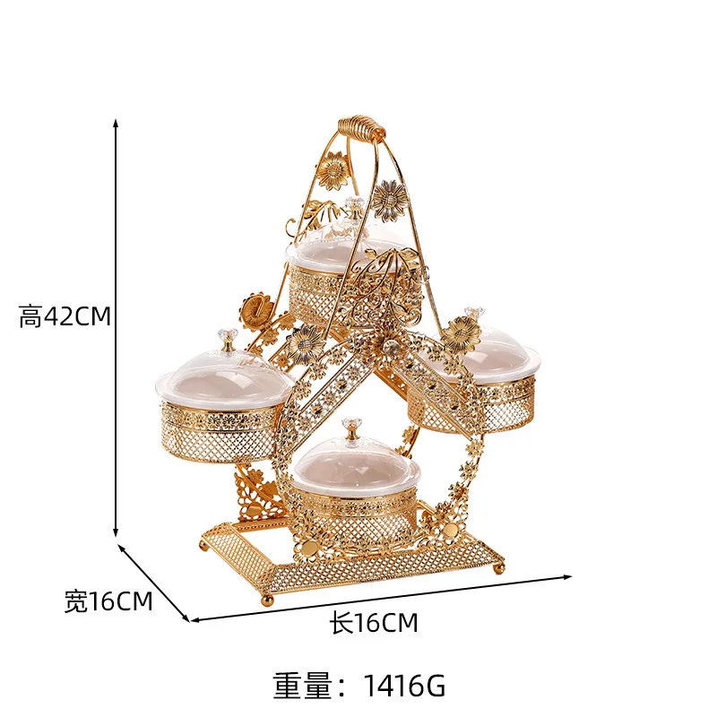 Vintage Hotel Advanced Exquisite Fruit Basket Light Luxury Style Dried Fruit Box Staircase Four Box Snack Fruit Box