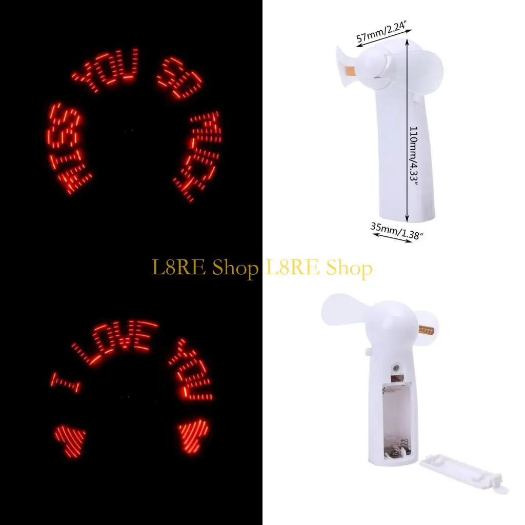 

L8RE Portable Handheld Mini LED Flashing Fan Super Mute Battery Operated For Cooling