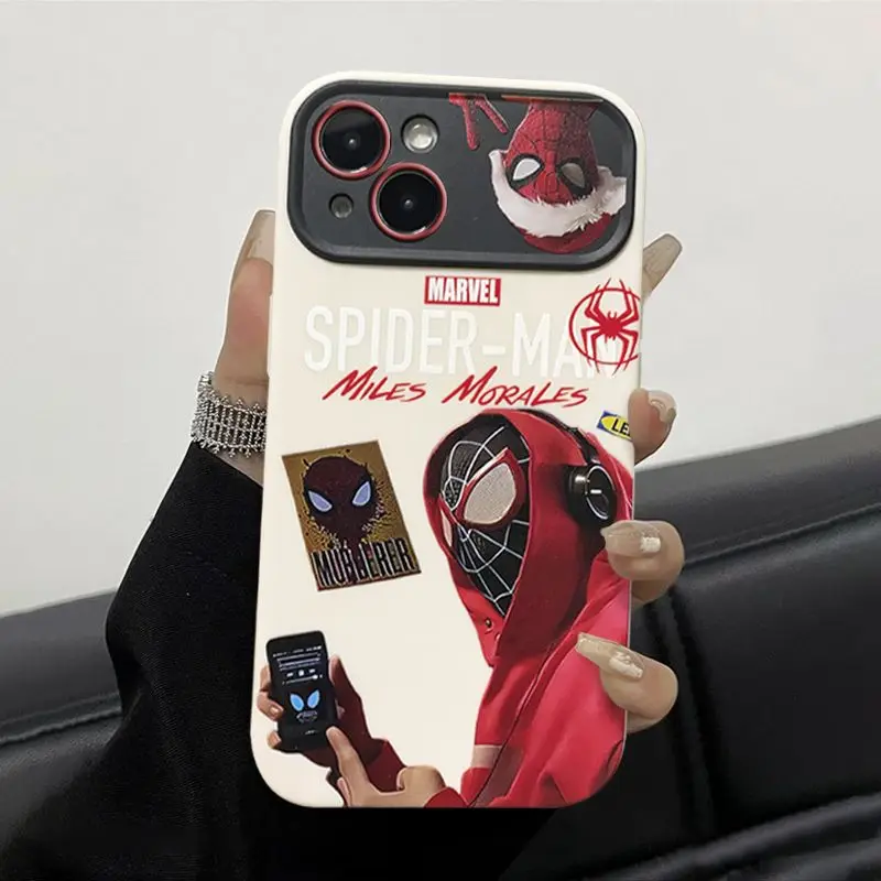 Marvel Spider Man Super Cool Superhero Red Hoodies Phone Case For iPhone 15 14 13 12 11 Pro Max XR XS Y2K Dull Polish Back Cover