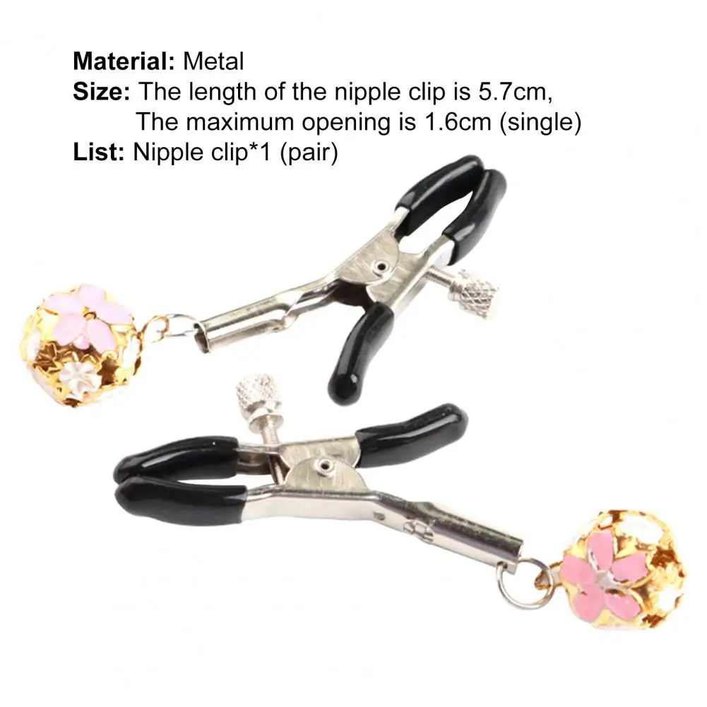 1Pair Breast Clamp Comfortable Nipple Stimulator Long Lifespan Nipple Toy Supplies Metal Nipple Screw Clip with Bell for Couple