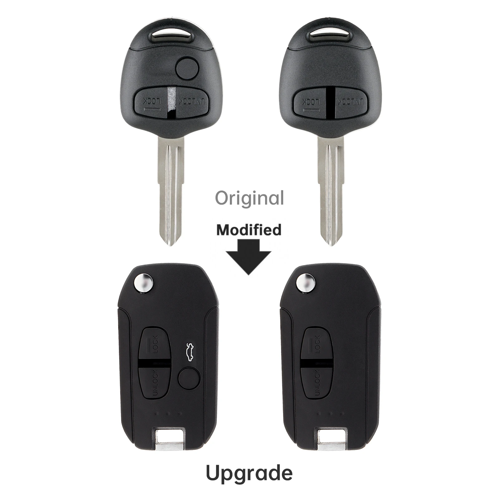 

2/3 Buttons Modified Flip Remote Car Key Shell Fit for Mitsubishi with Left Blade, Wear-resistant Replacement Key Fob Cover Case