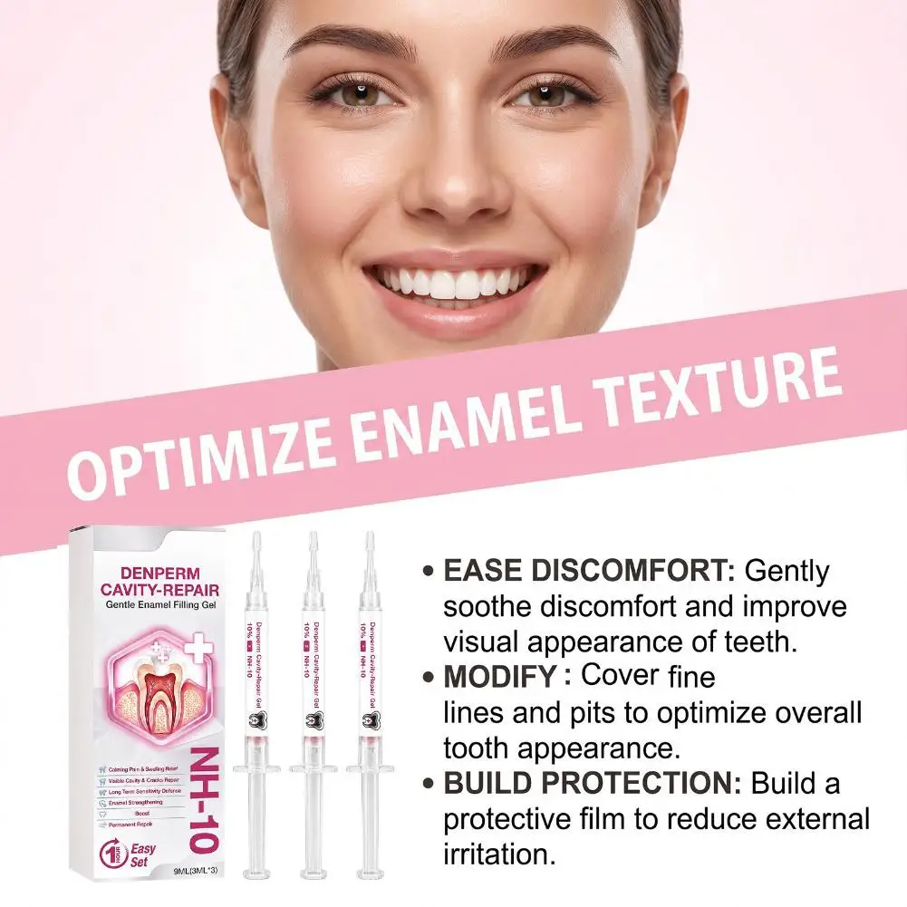 DENPERM NH-10 Cavity Repair Gel Teeth Enamel Filling Gel Soothe Oral Discomfort Strengthen Tooth Enamel Relieve Sensitivity 3pcs