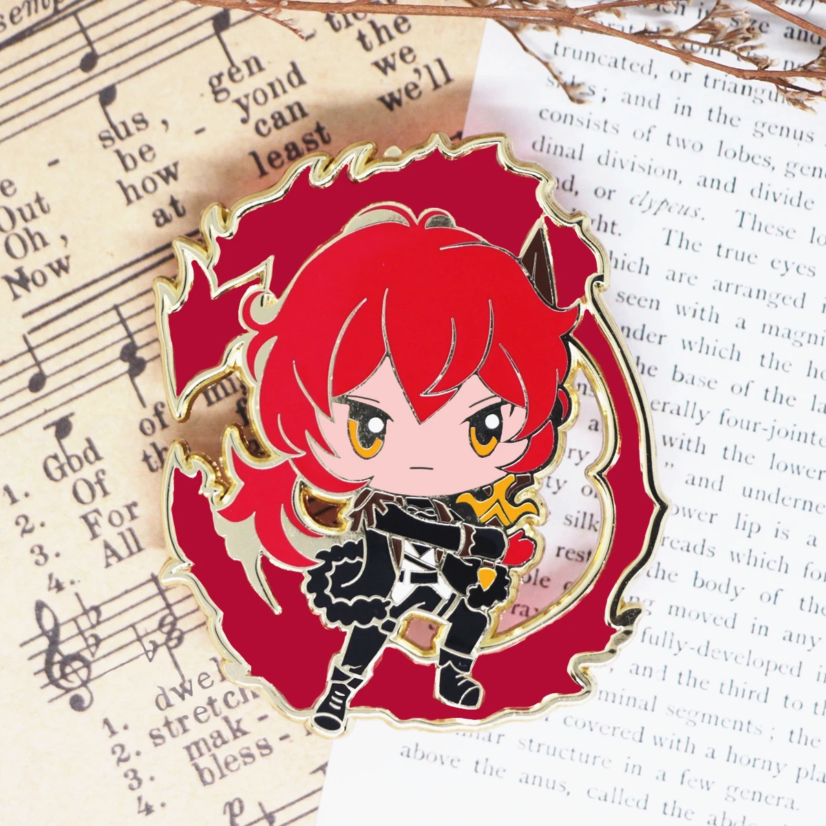 Genshin Impacts Diluc Ragnvindr Enamel Pin Cartoon Red Hair Knight Boy Metal Brooch Accessories Game Fans Badge Jewelry Gift