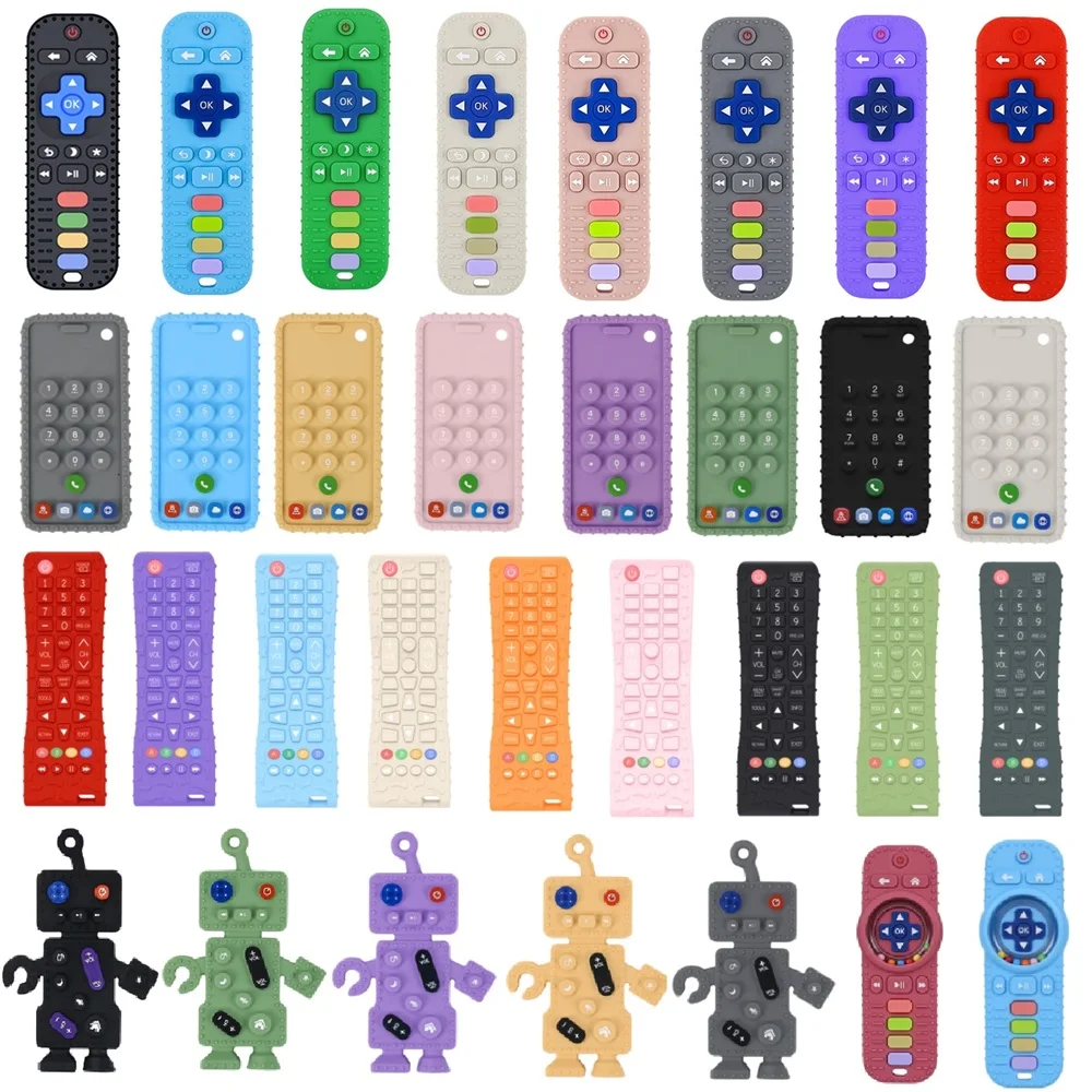 40 Styles Silicone Simulation TV Remote Control Shape Soothing Toy Baby Food Grade Teaser Stick Children's Sensory Education Toy