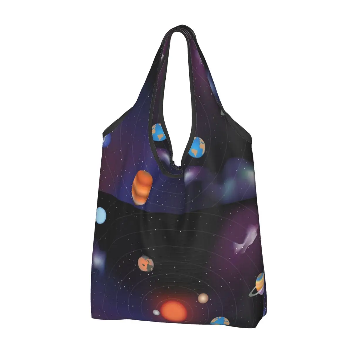 Solar System Space Planets Universe Portable Tote Shopping Bags Large Capacity Shopper Bag Groceries Handbag Shoulder Bag