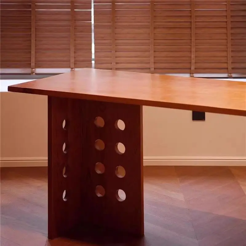 Modern minimalist master design ash wood home dining table office desk rectangular cherry wood hole table
