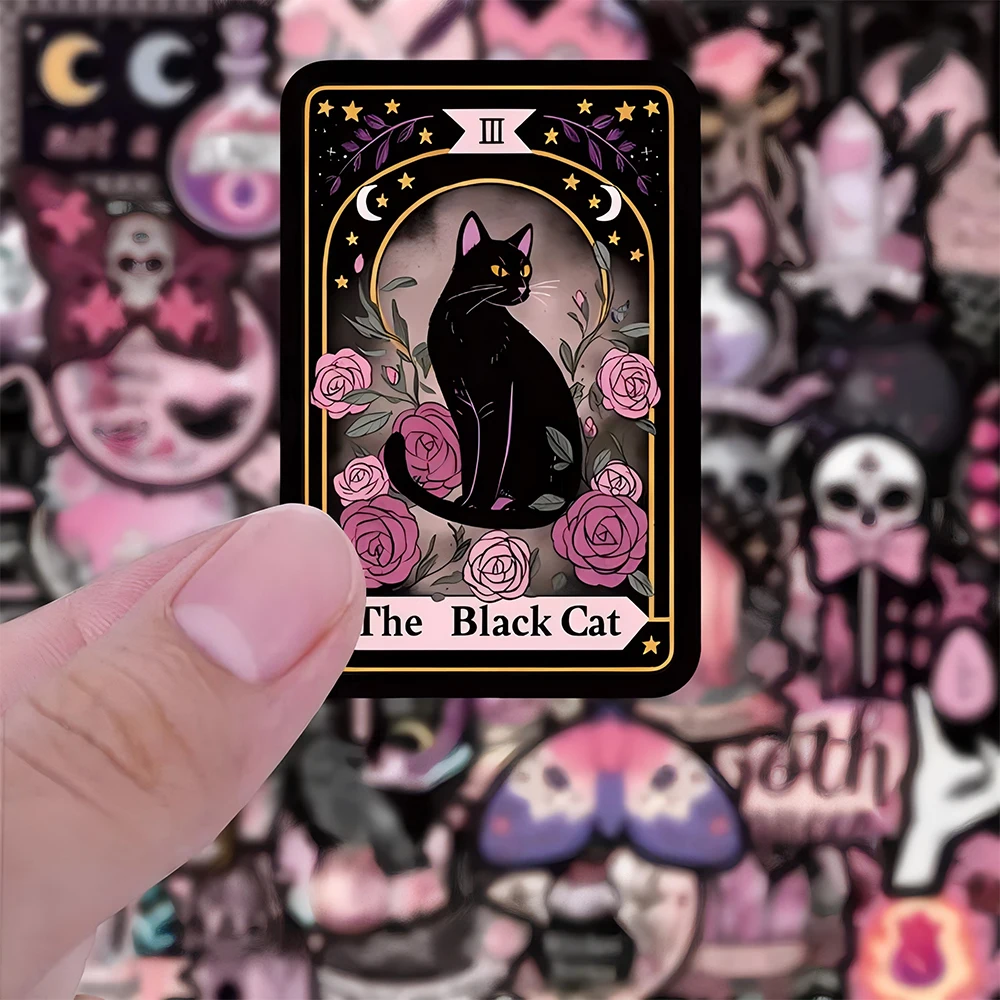 10/30/50pcs Pink Black Cool Magic Witch Stickers Gothic Style Skull Decals DIY Notebook Guitar Laptop Aesthetic Graffiti Sticker
