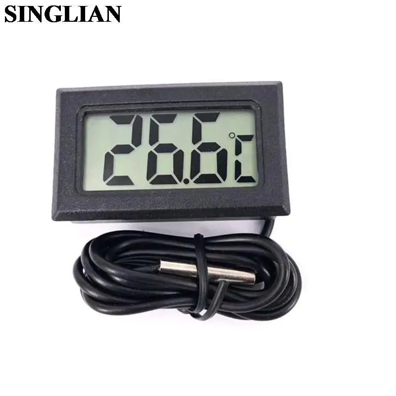 1Pcs Mini LCD Display Digital Thermometer Indoor Convenient Temperature Meter Gauge Instruments Embedded Built-in Probe Cable 1M