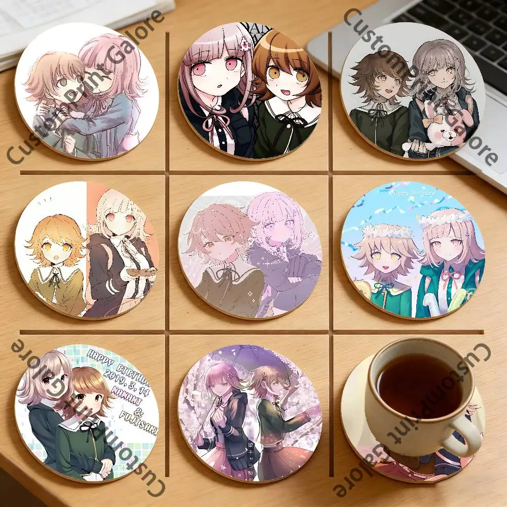 

Fujisaki Chihiro Chiaki Chiakiro Natural Pine Wood Round Coasters Non-Slip Heat-Resistant Cup Mats for Coffee Drinks