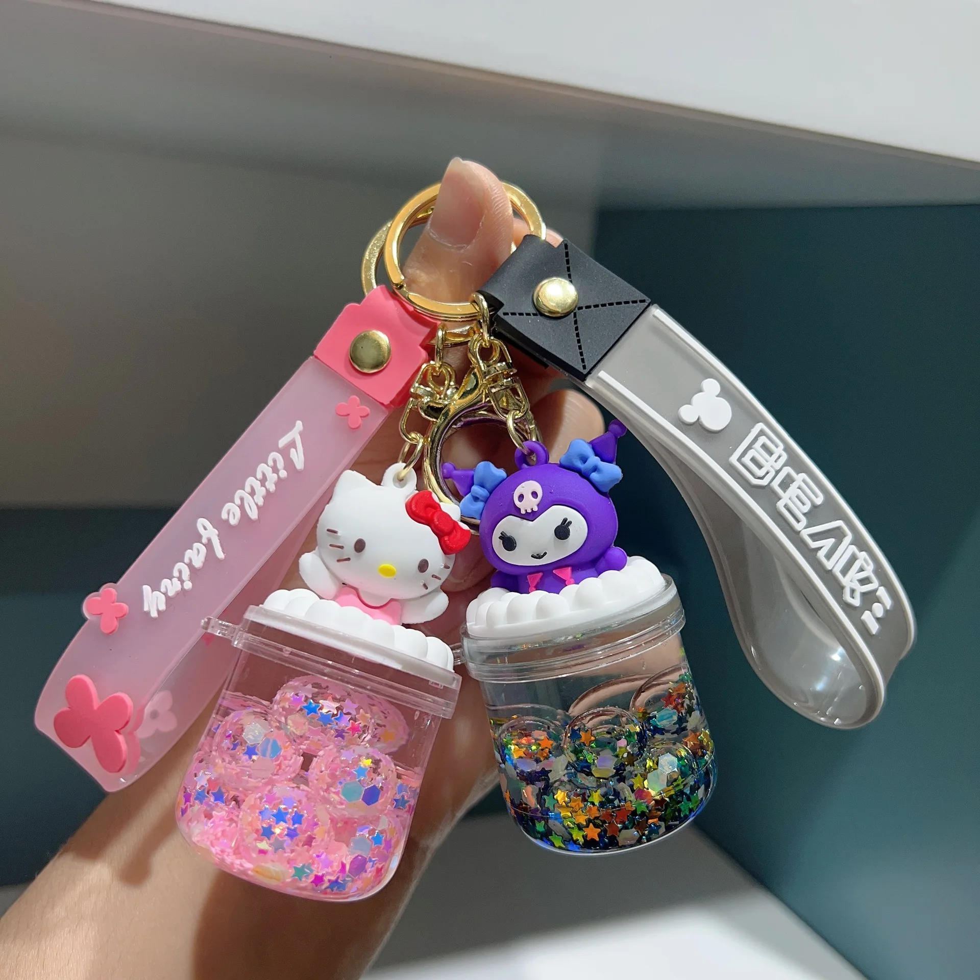 Oil Floating Sanrio Acrylic Belly Cup Pochacco mymelody Cinnamoroll Luminous Keychain Student Couple Exquisite Ornament Gift Toy image 6