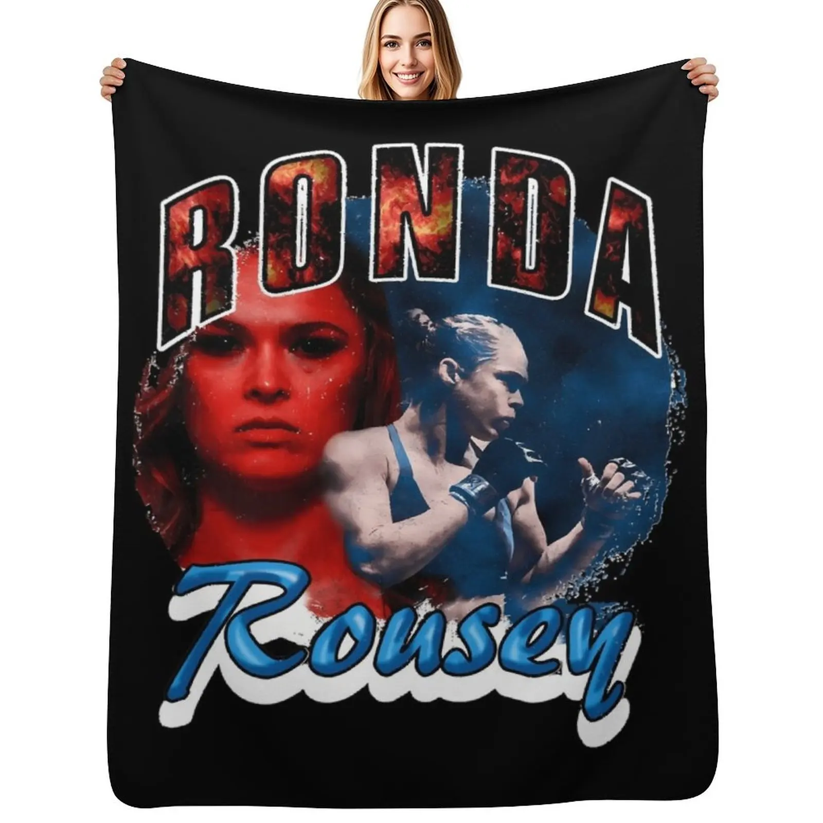 

Ronda Rousey Vintage Rap Style (Rowdy Rousey) Throw Blanket Men's Soft Warm Throw Blanket for Couch
