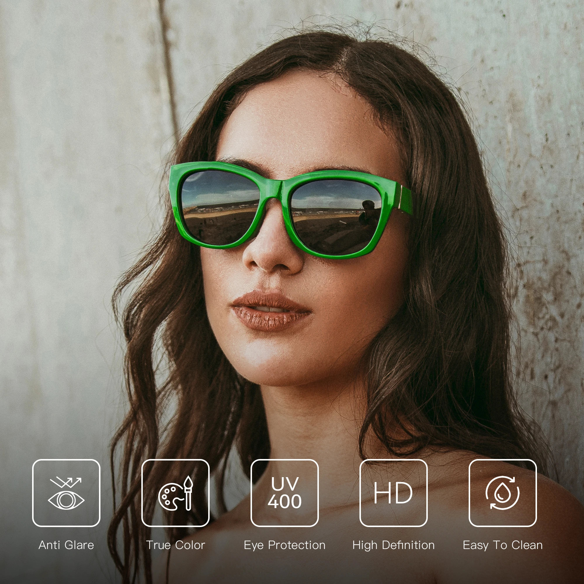 نظارات شمسية BLUEMOKY Summer Cat Eye للسيدات عصرية مستقطبة للحماية من الأشعة فوق البنفسجية 400 على الشاطئ #6